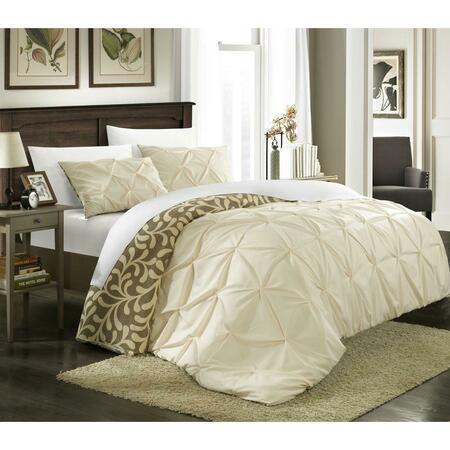 CHIC HOME Tulsa Pinch Pleat Duvet Set with Sheets - Beige - Queen - 7 Piece DS3860-BIB-US